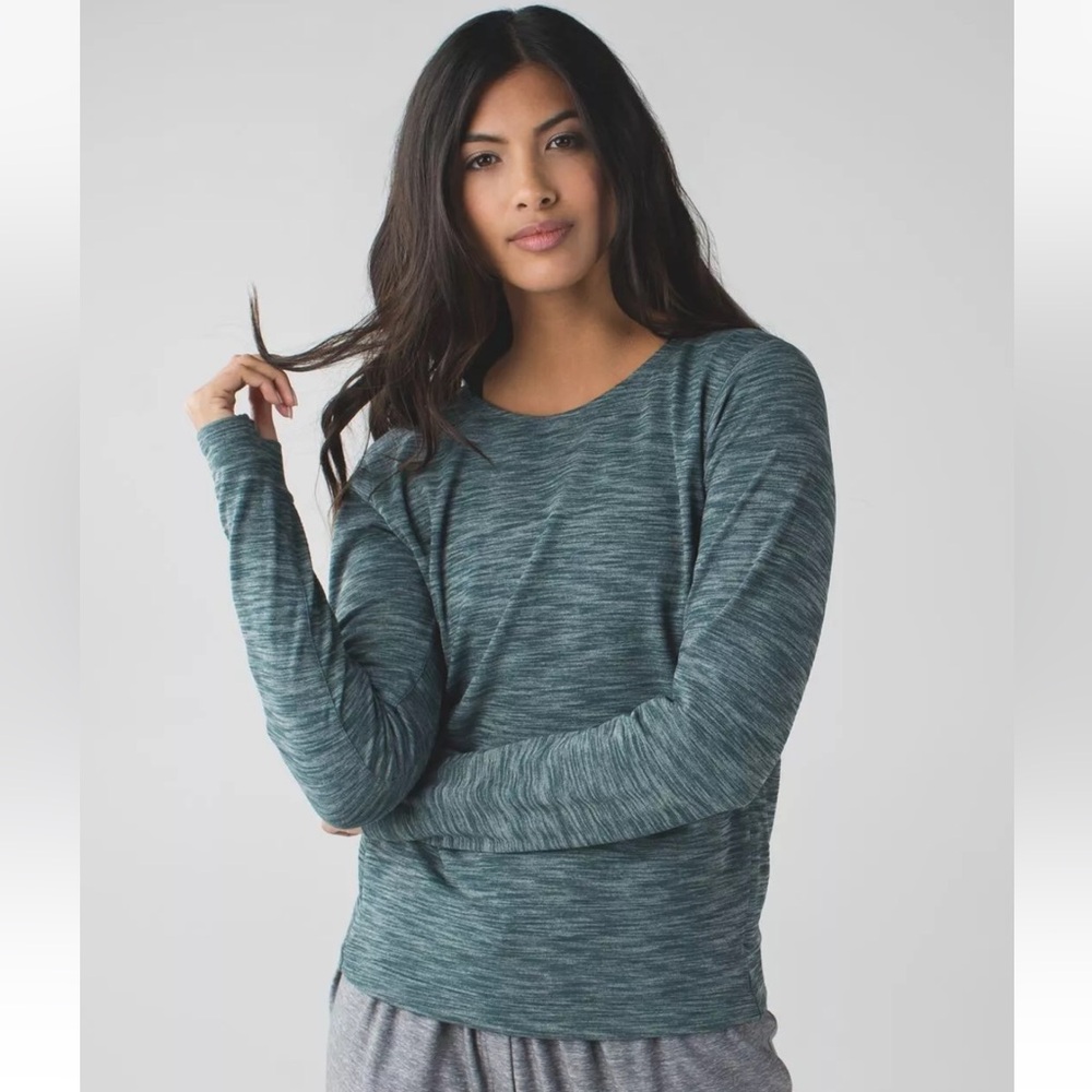 Lululemon & Go City Pullover Heather Green Long Sleeve Top Size 6 pocket
